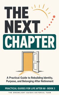 The Next Chapter — An older adult stepping through an open doorway into a bright landscape, carrying meaningful objects but leaving a work badge behind.